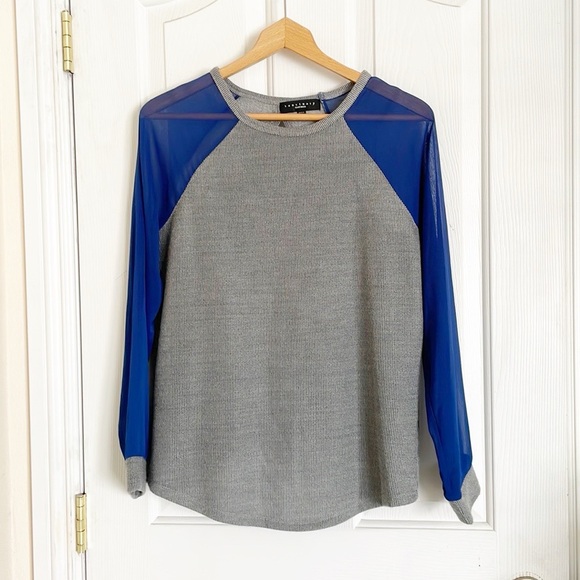 Sanctuary Sheer Mesh Long Sleeve Cut-out open back wool blend top size M - Picture 2 of 8